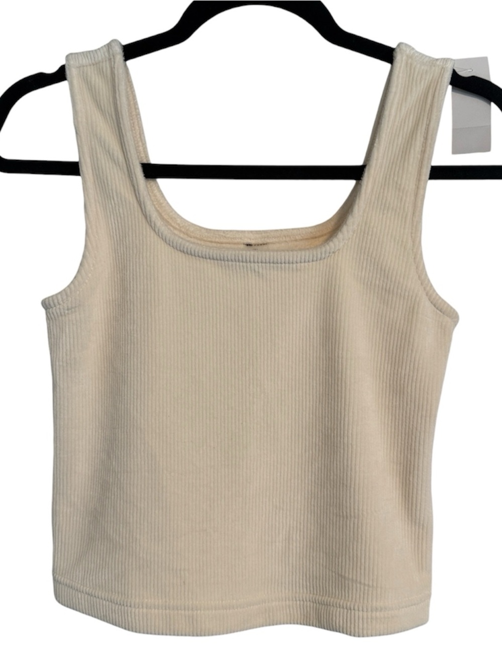 Lou & Grey Cream Fuzzy Ribbed Cropped Tank Top NWT